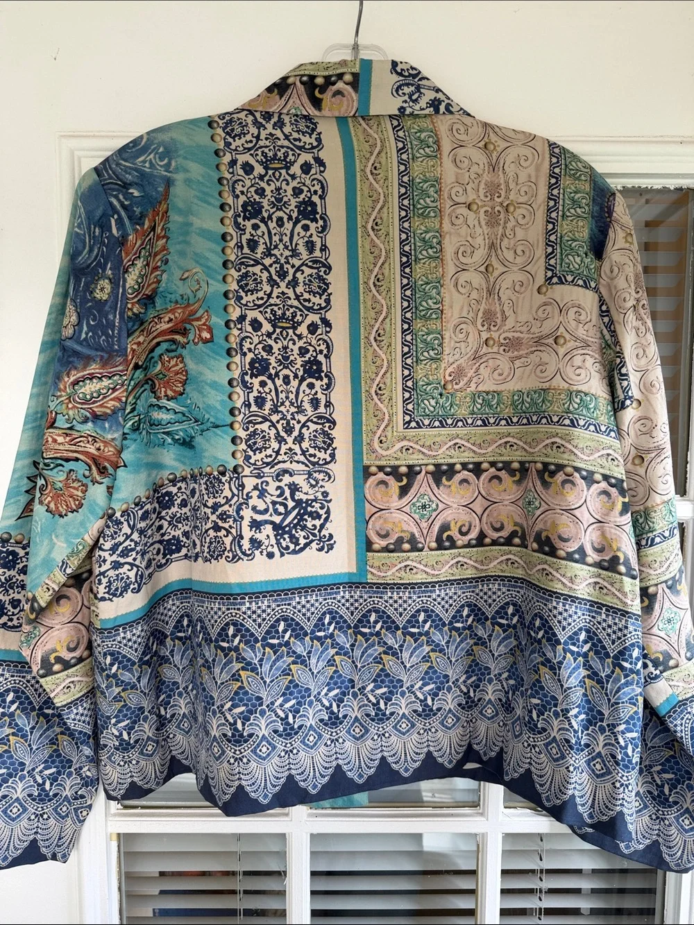 Coldwater Creek silk blend print blazer - size petite Large